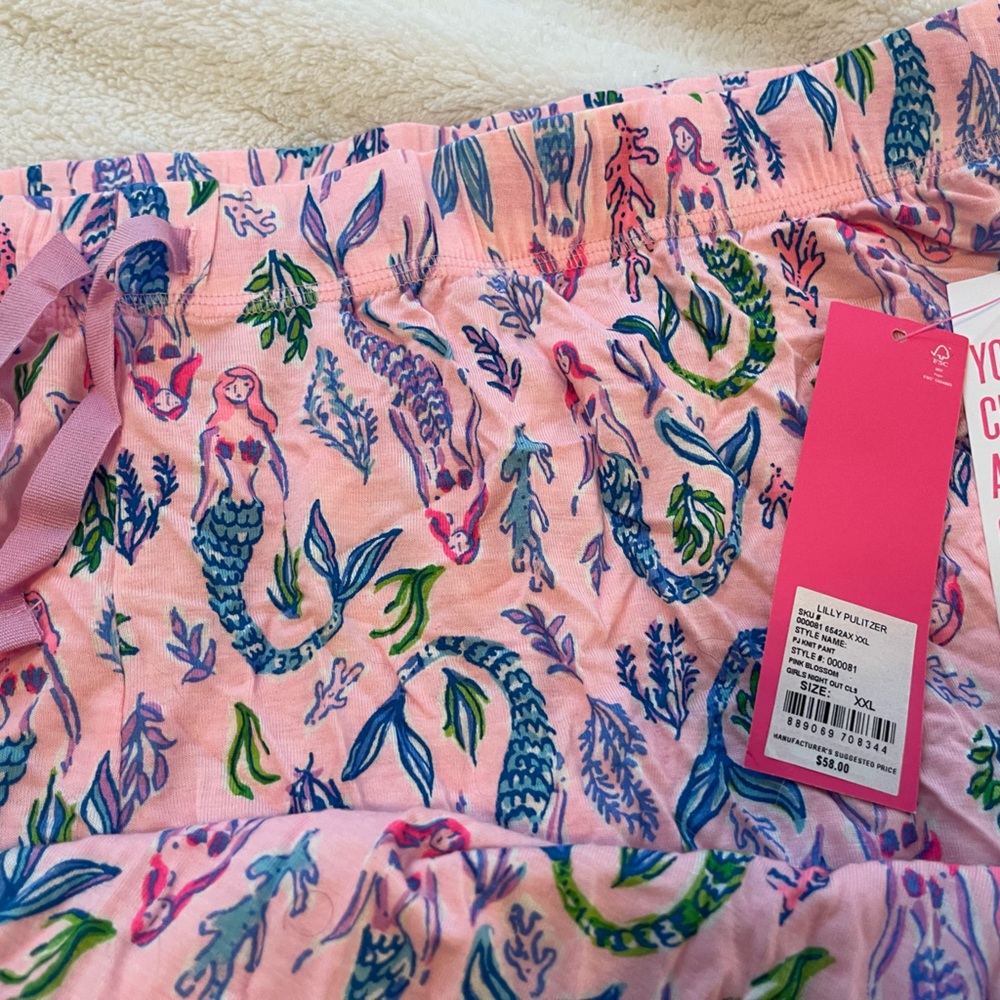 Lilly Pulitzer P J Knit Pants Girls Night Out Pink Blossom